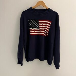 Navy Sweater with American Flag Design